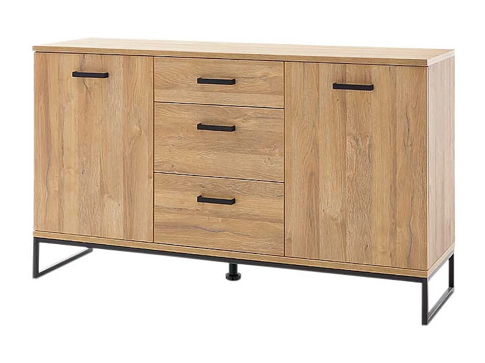 Wohnzimmerkommode in Wildeichefarben und Schwarz modern