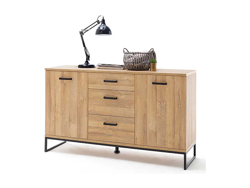 Wohnzimmerkommode in Wildeichefarben und Schwarz modern