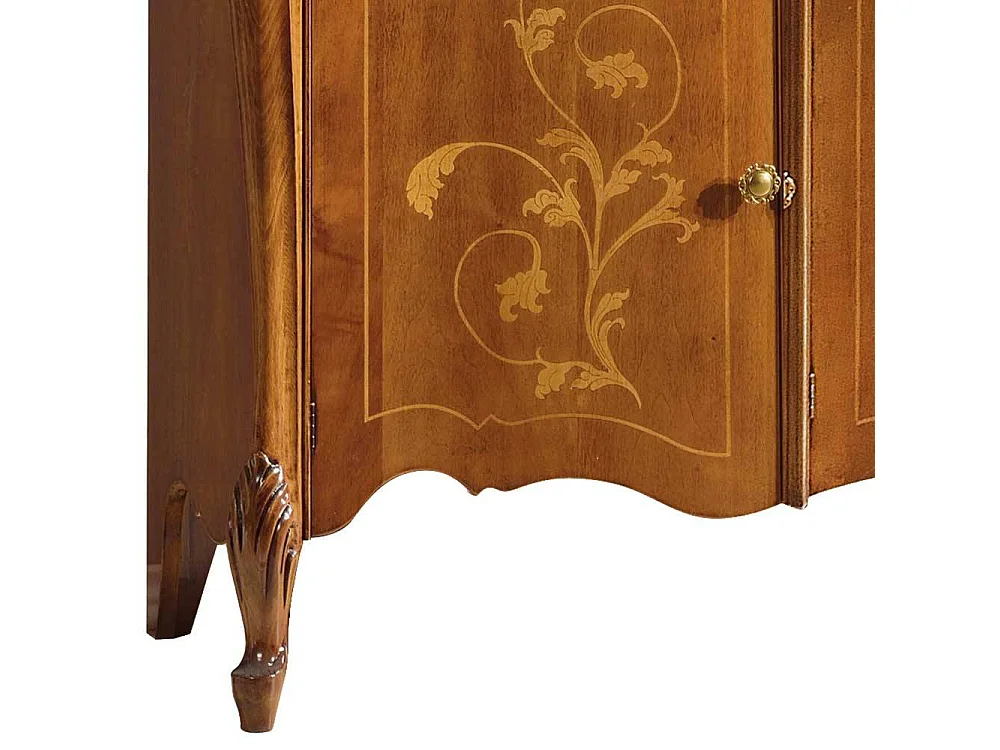 Barockes Sideboard in Nussbaumfarben floralen Intarsien