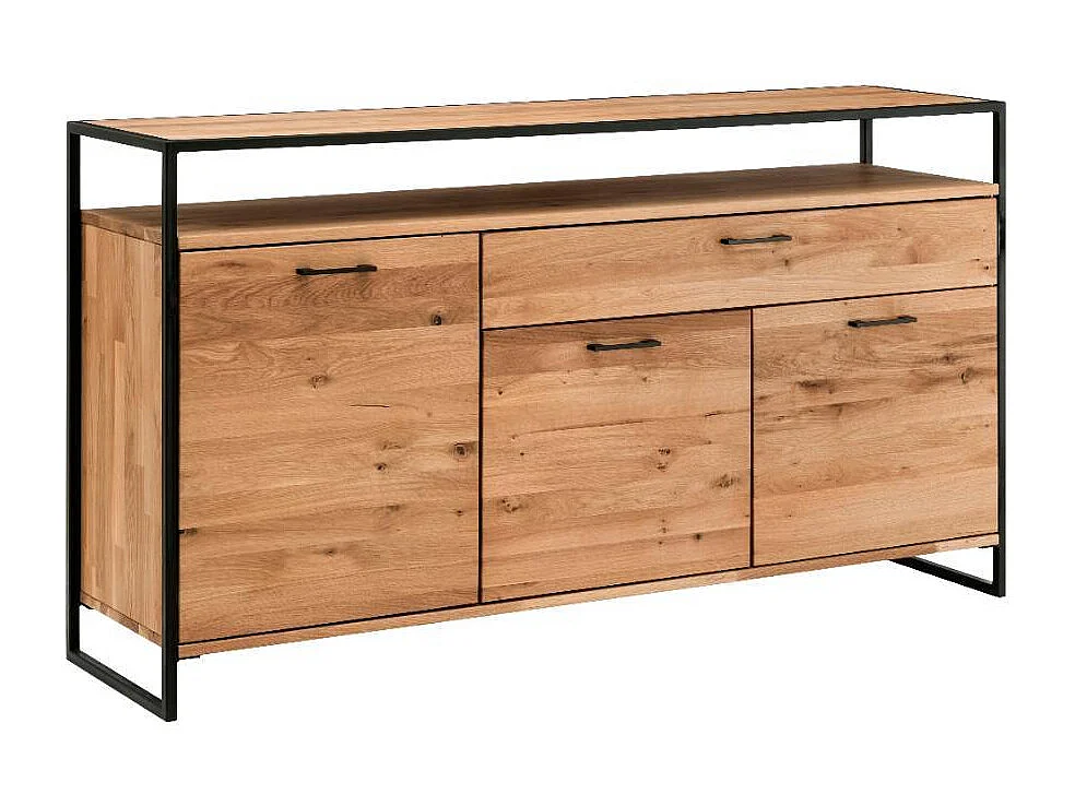 Sideboard Massivholzkommode in Schwarz und Wildeichefarben