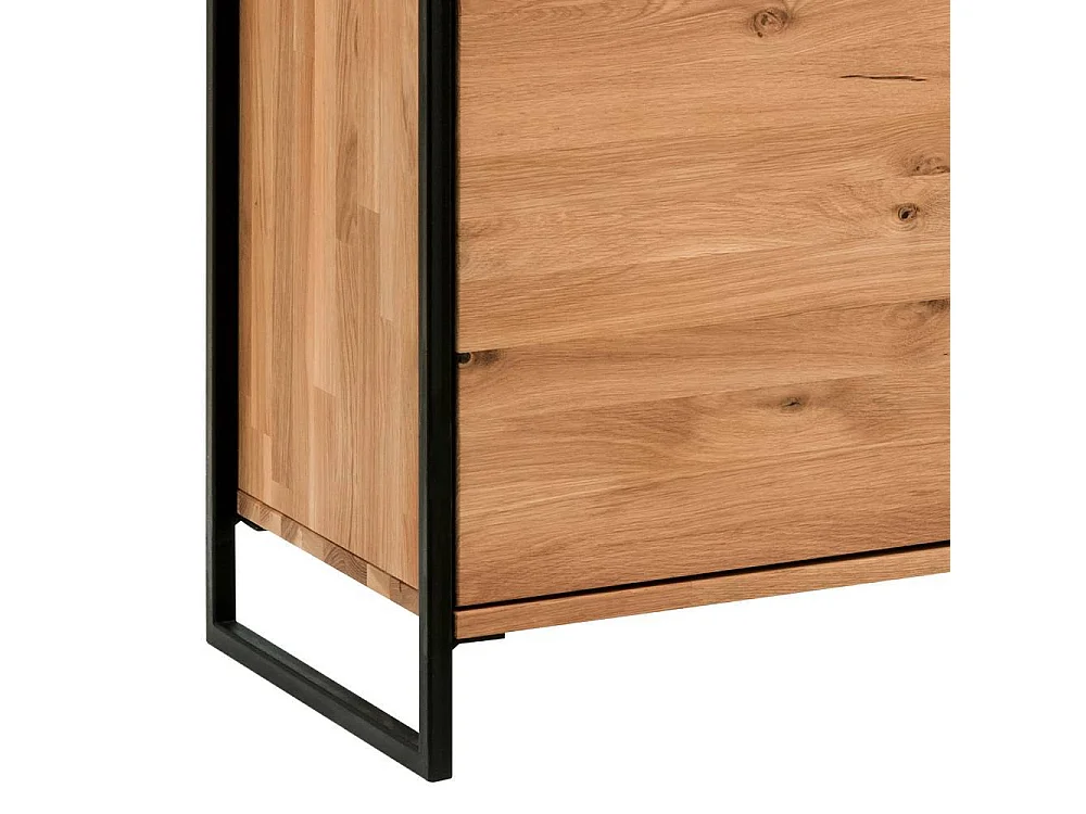Sideboard Massivholzkommode in Schwarz und Wildeichefarben