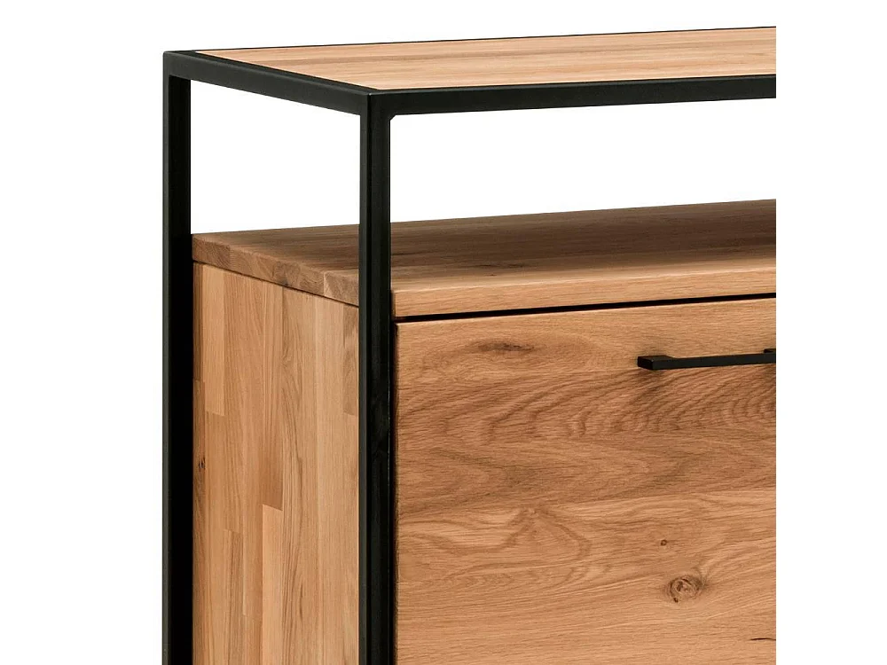 Sideboard Massivholzkommode in Schwarz und Wildeichefarben