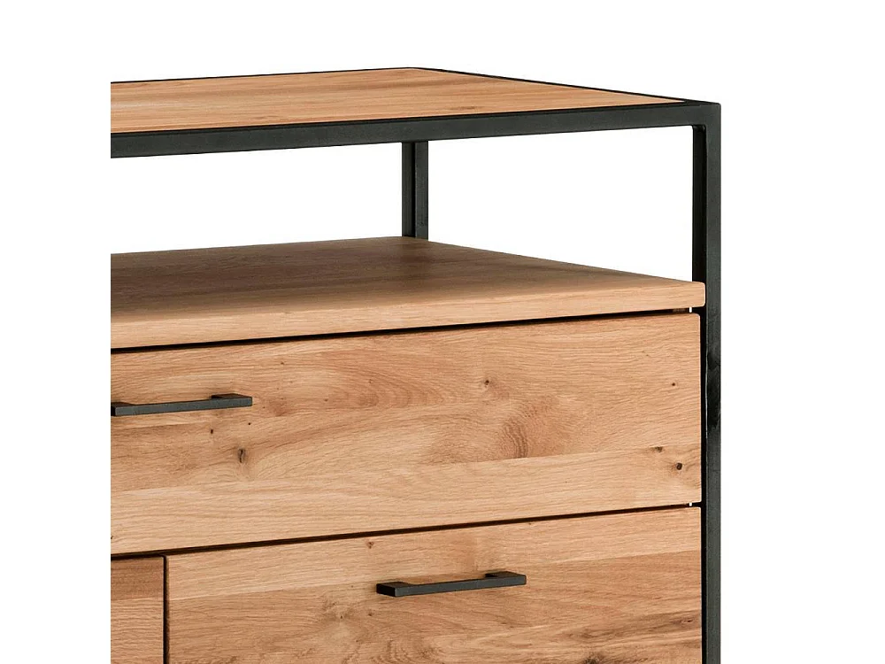 Sideboard Massivholzkommode in Schwarz und Wildeichefarben