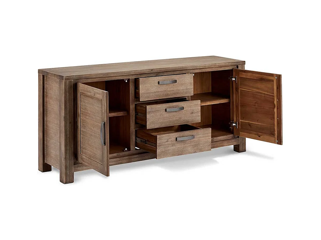 Rustikales Sideboard dunkel lackiert Akazie teilmassiv