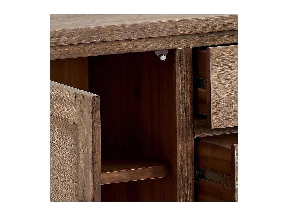 Rustikales Sideboard dunkel lackiert Akazie teilmassiv