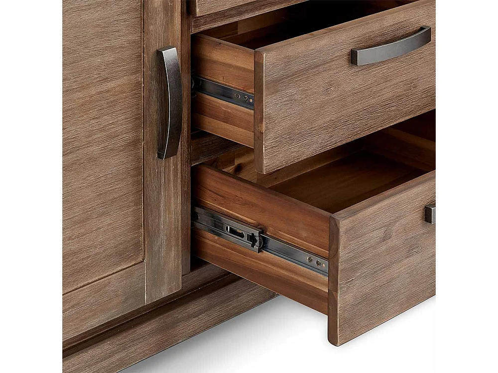 Rustikales Sideboard dunkel lackiert Akazie teilmassiv