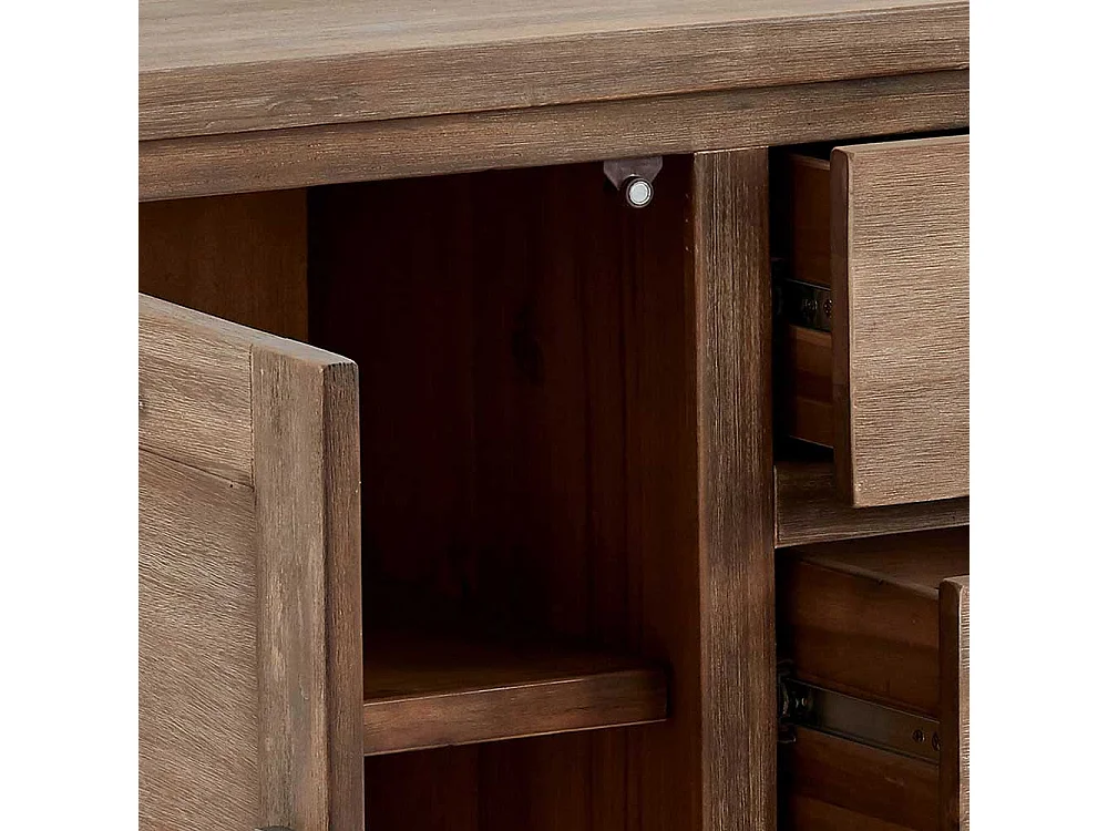 Rustikales Sideboard dunkel lackiert Akazie teilmassiv