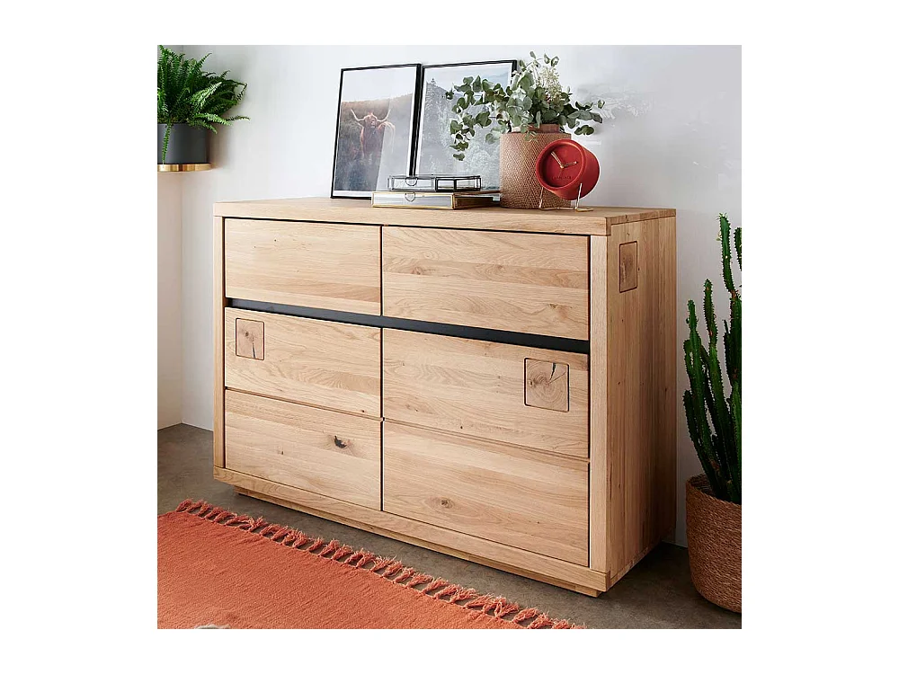 Sideboard aus Wildeiche Massivholz zwei Schubladen und Türen