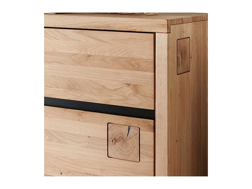 Sideboard aus Wildeiche Massivholz zwei Schubladen und Türen