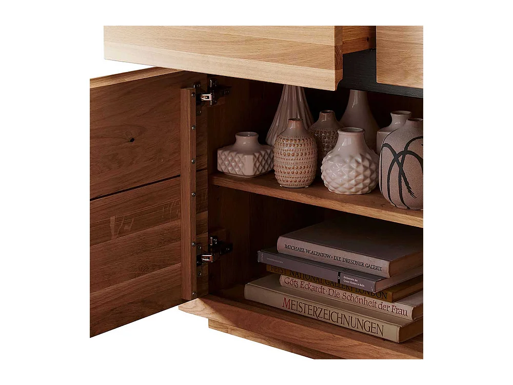 Sideboard aus Wildeiche Massivholz zwei Schubladen und Türen