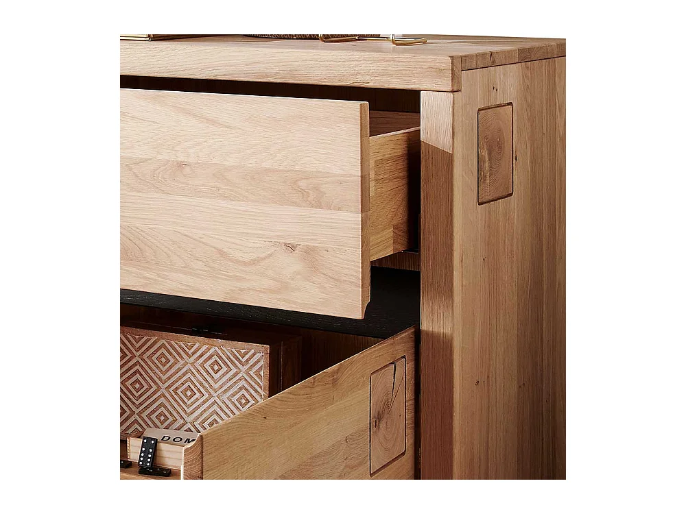 Sideboard aus Wildeiche Massivholz zwei Schubladen und Türen