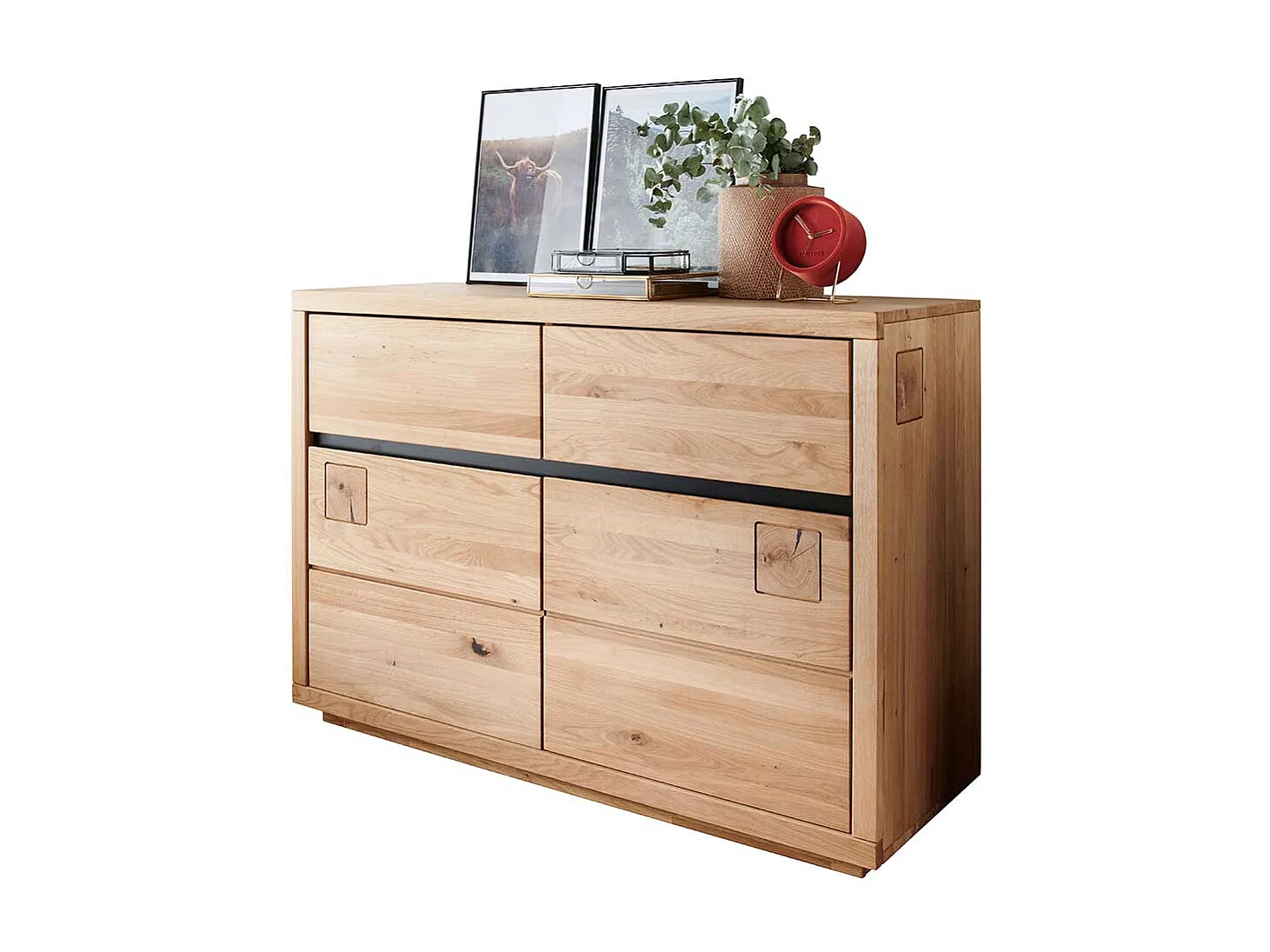 Sideboard aus Wildeiche Massivholz zwei Schubladen und Türen