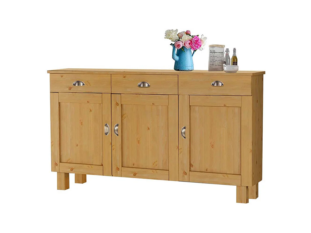 Kiefer massiv Sideboard im Landhausstil drei Schubladen und T�ren