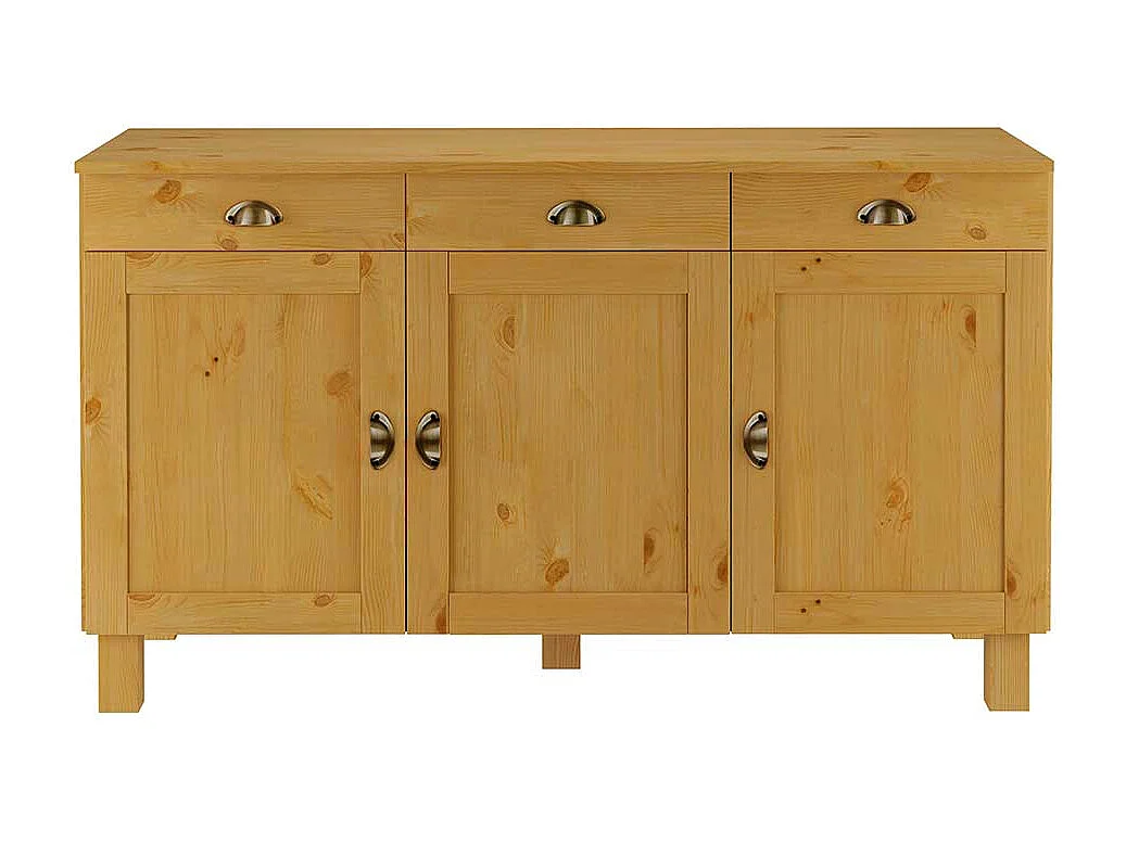 Kiefer massiv Sideboard im Landhausstil drei Schubladen und Türen