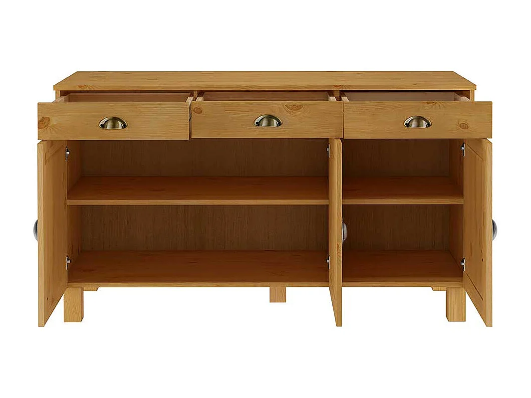 Kiefer massiv Sideboard im Landhausstil drei Schubladen und Türen