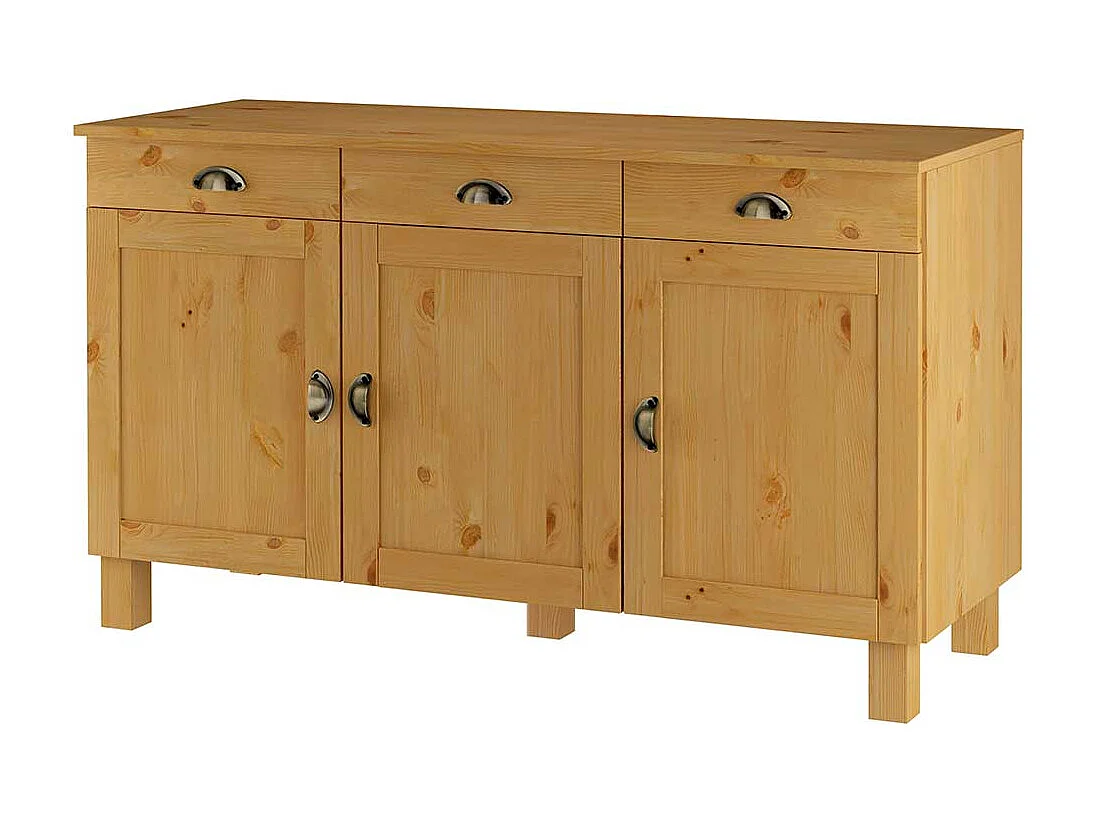 Kiefer massiv Sideboard im Landhausstil drei Schubladen und Türen