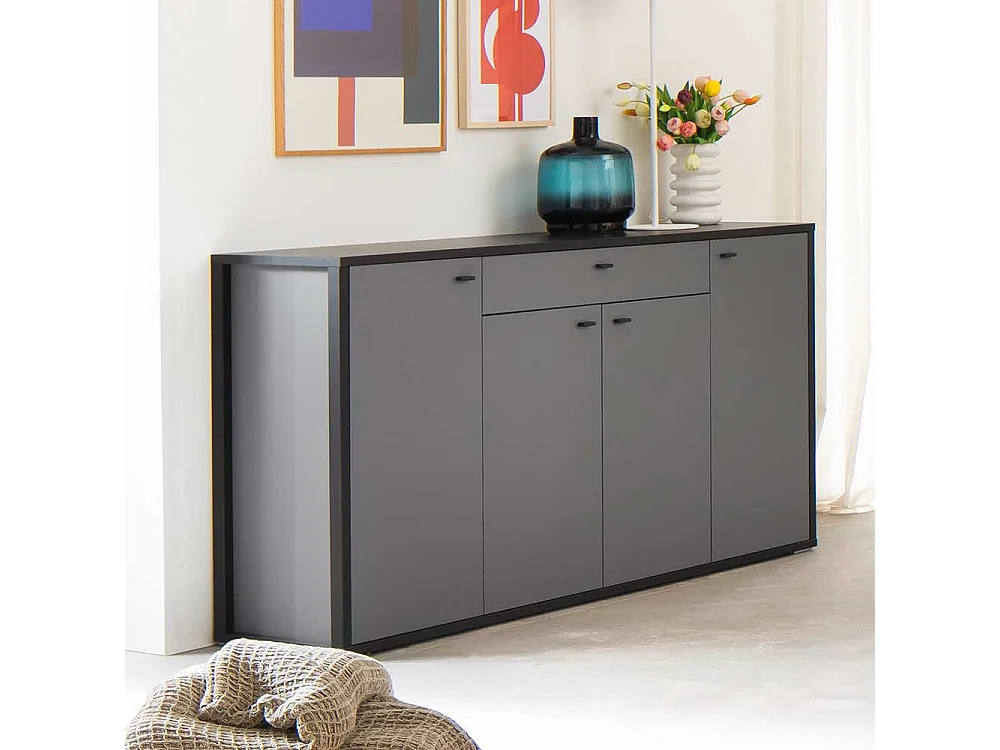 Großes Wohnzimmerhighboard in Grau Anthrazit
