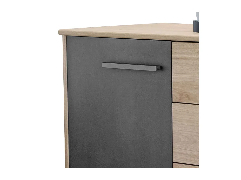 Schlafzimmer Kombikommode in Eichefarben und Dunkelgrau Made in Germany