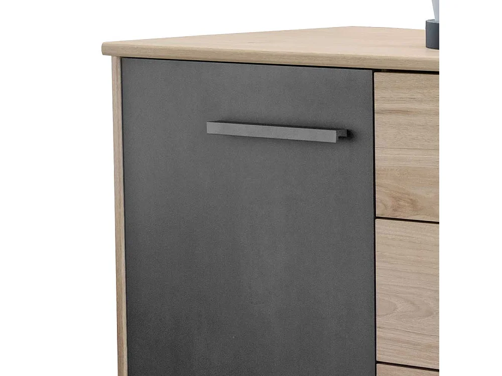 Schlafzimmer Kombikommode in Eichefarben und Dunkelgrau Made in Germany