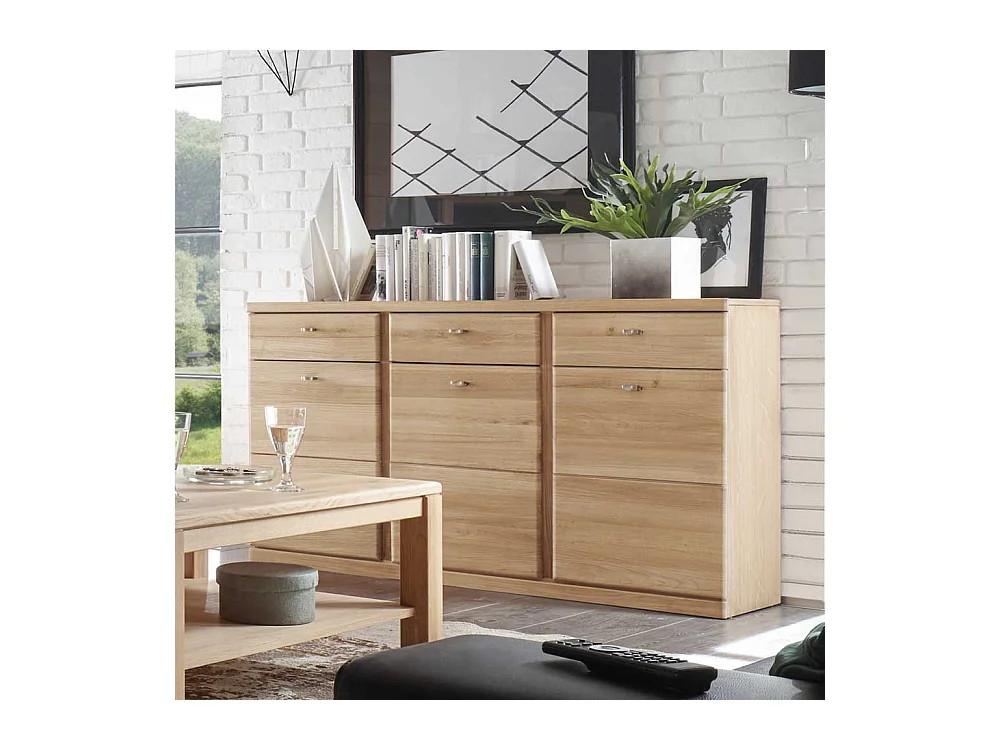 Wohnzimmer Sideboard aus Wildeiche Bianco 3 türig