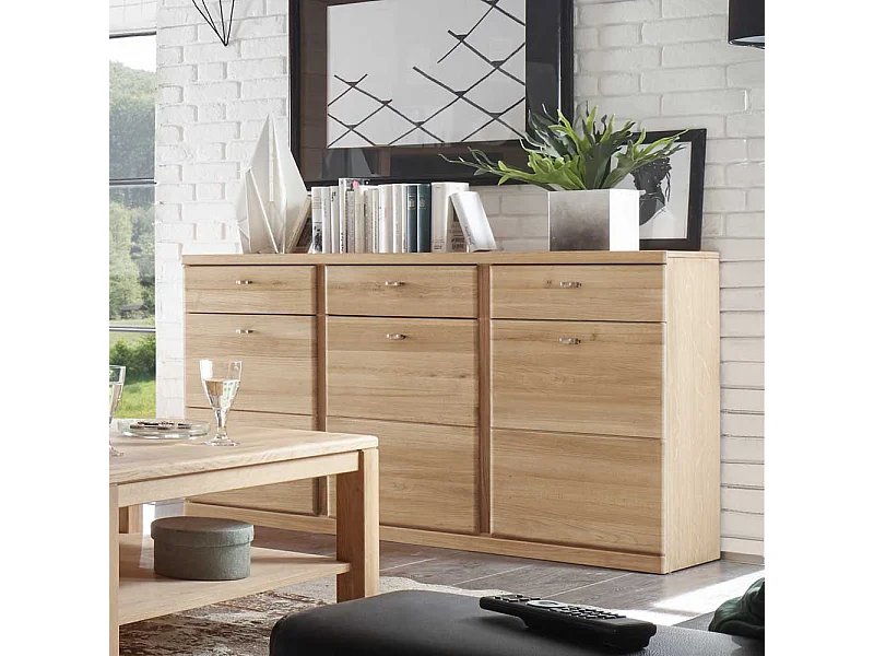 Wohnzimmer Sideboard aus Wildeiche Bianco 3 türig