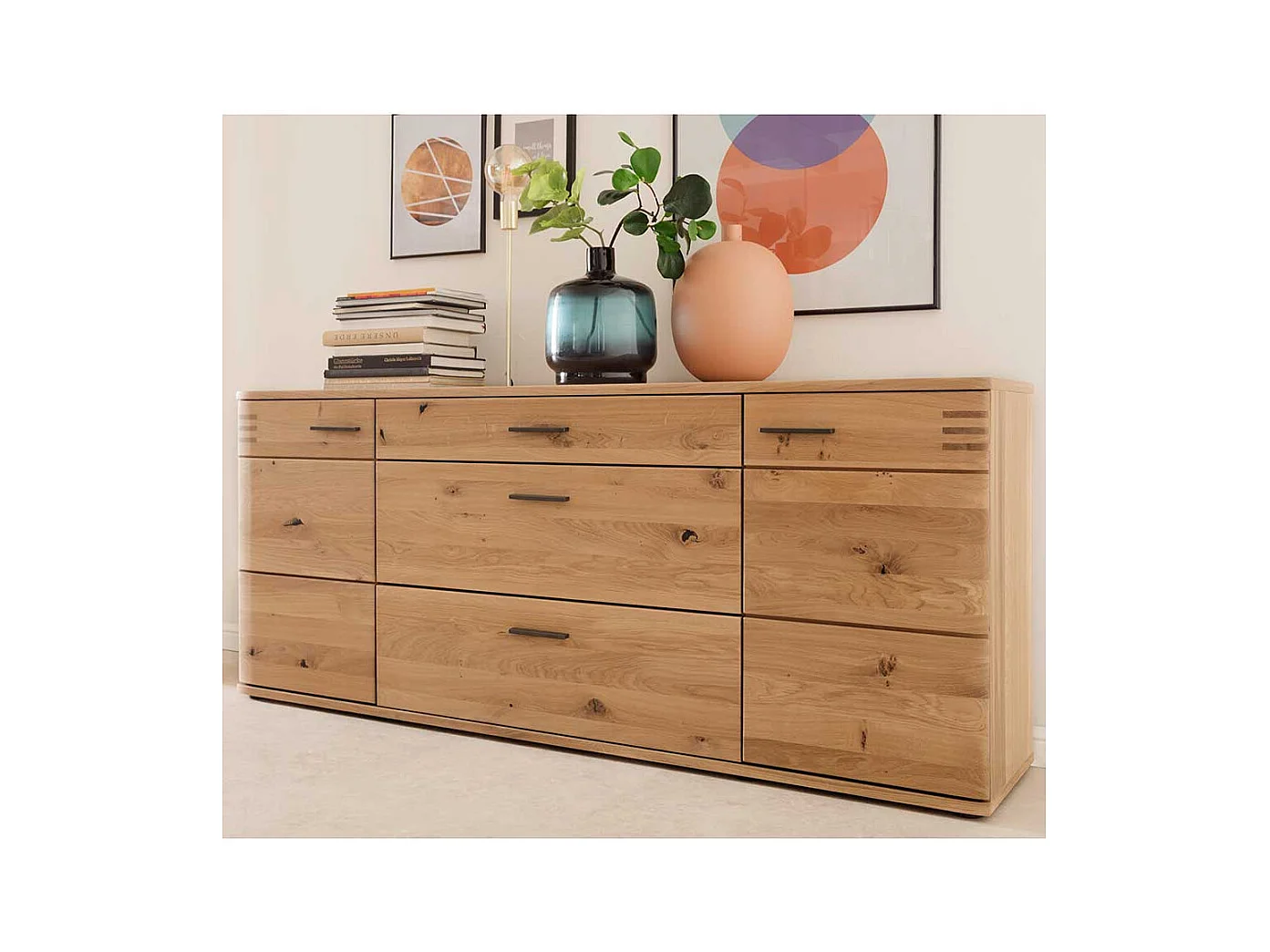 Wohnzimmer Sideboard in Balkeneiche Bianco furniert 180 cm breit