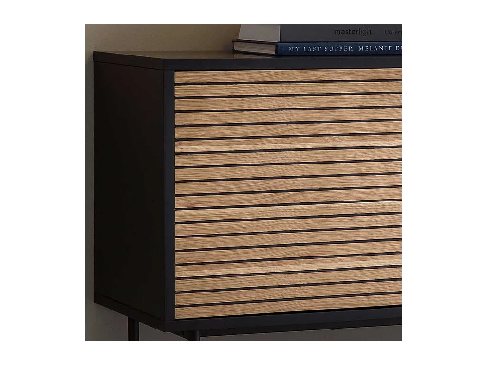 Esszimmersideboard in Eichefarben und Schwarz echtholzfurniert