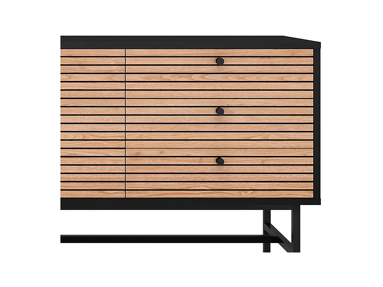 Esszimmersideboard in Eichefarben und Schwarz echtholzfurniert