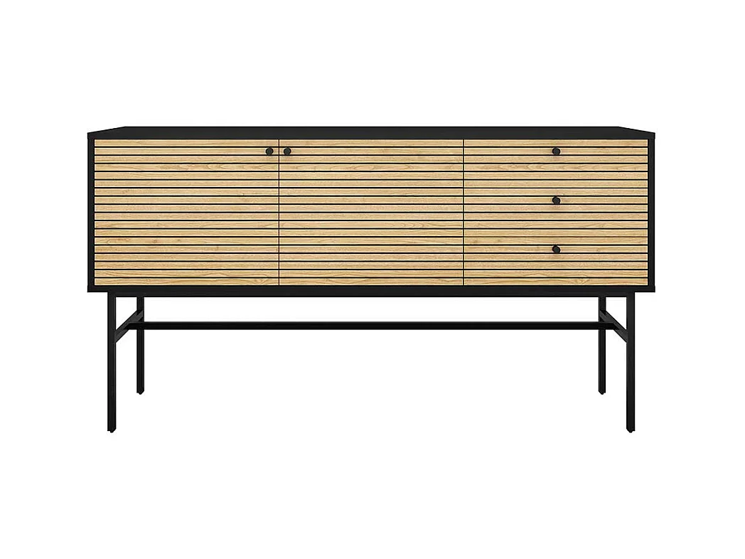 Esszimmersideboard in Eichefarben und Schwarz echtholzfurniert