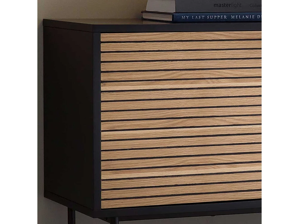 Esszimmersideboard in Eichefarben und Schwarz echtholzfurniert