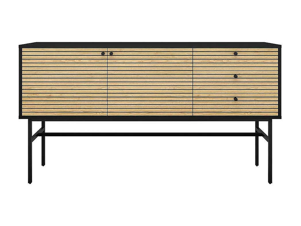 Esszimmersideboard in Eichefarben und Schwarz echtholzfurniert