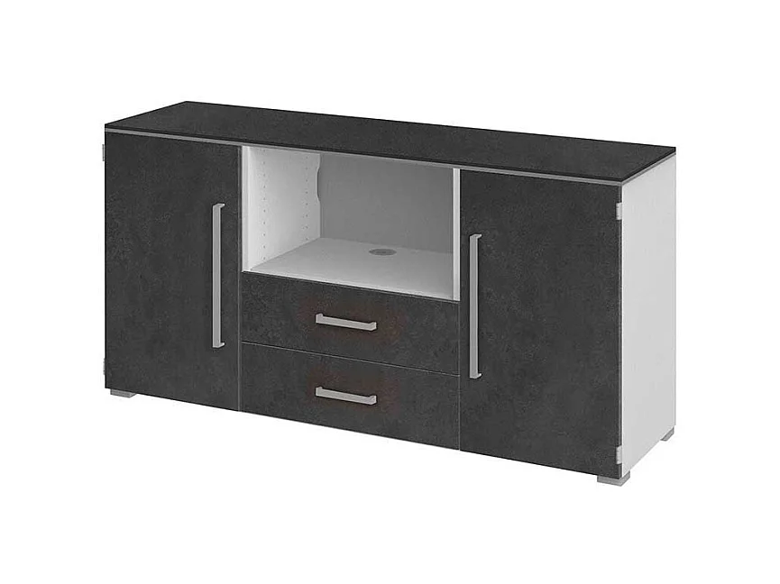 TV Sideboard in Grau Wei� 140 cm breit