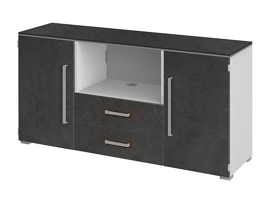 TV Sideboard in Grau Wei� 140 cm breit