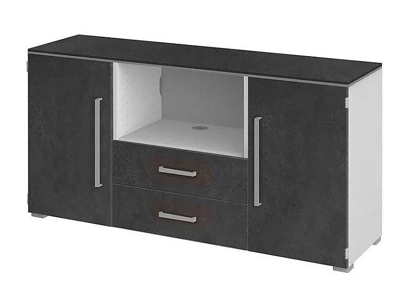 TV Sideboard in Grau Wei� 140 cm breit