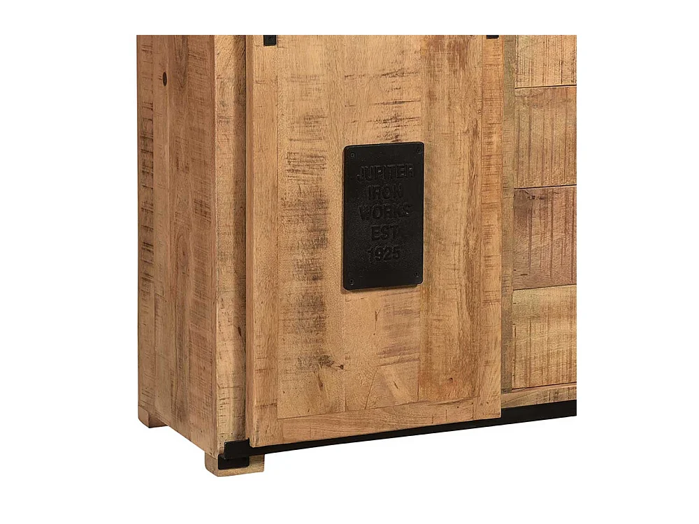 Sideboard Industriestil aus Mangobaum Massivholz Schiebetüren