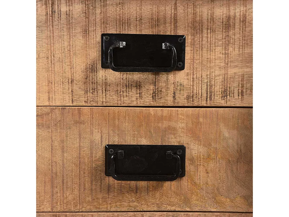 Sideboard Industriestil aus Mangobaum Massivholz Schiebetüren