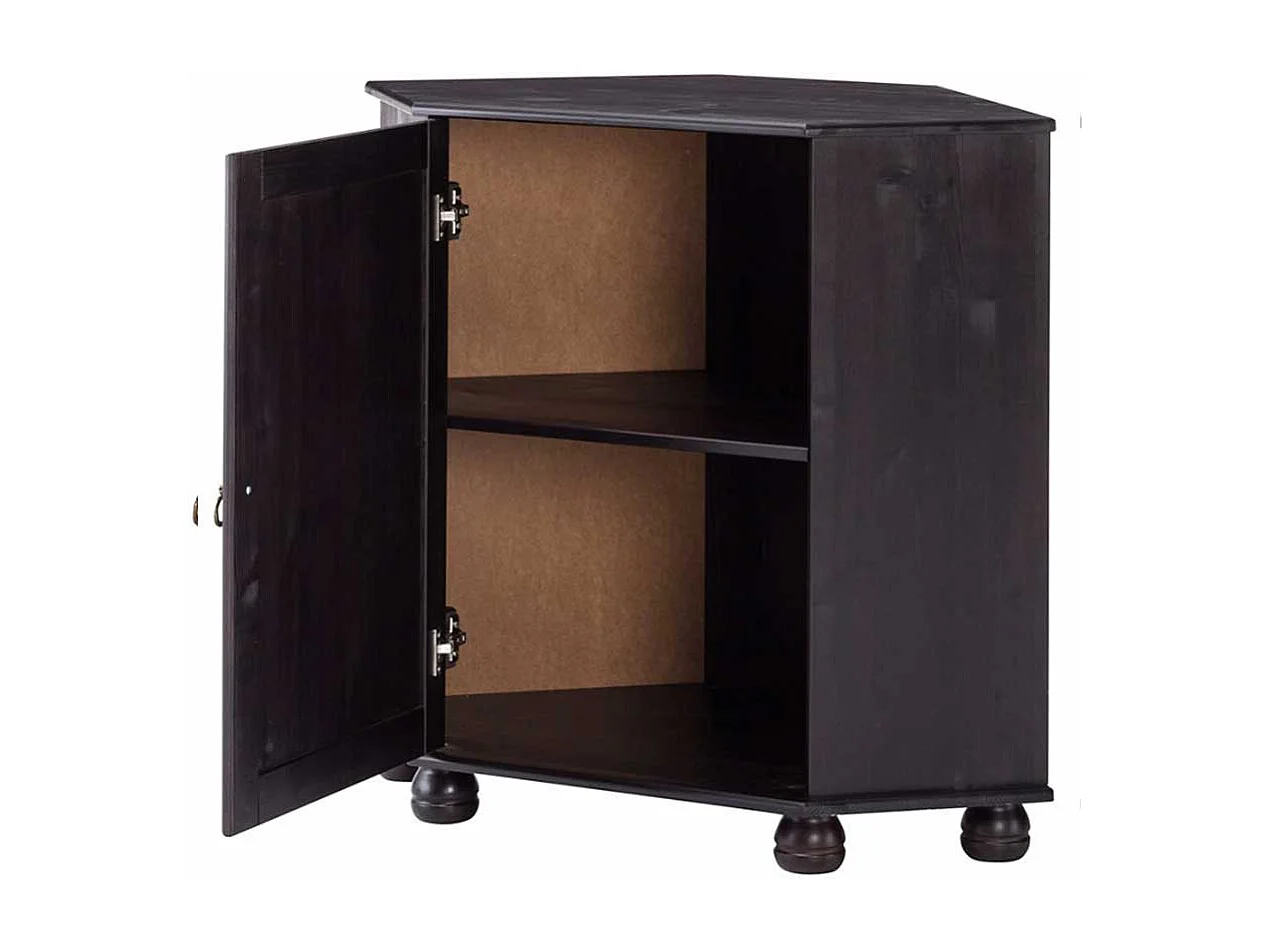 Massivholz Eckkommode in Wengefarben 50 cm breit