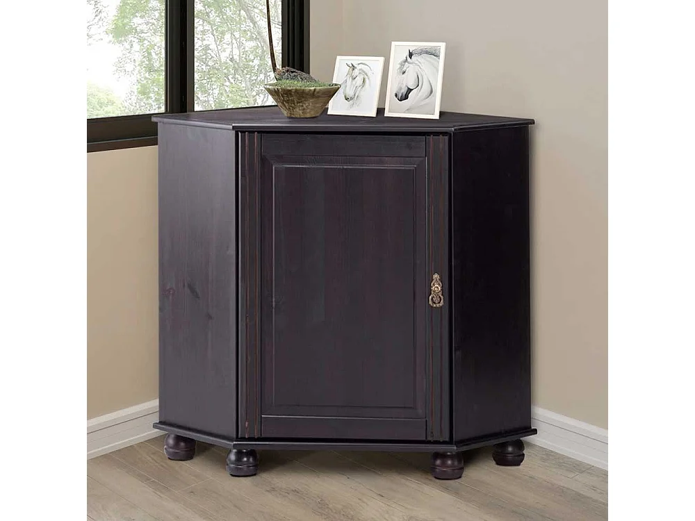 Massivholz Eckkommode in Wengefarben 50 cm breit