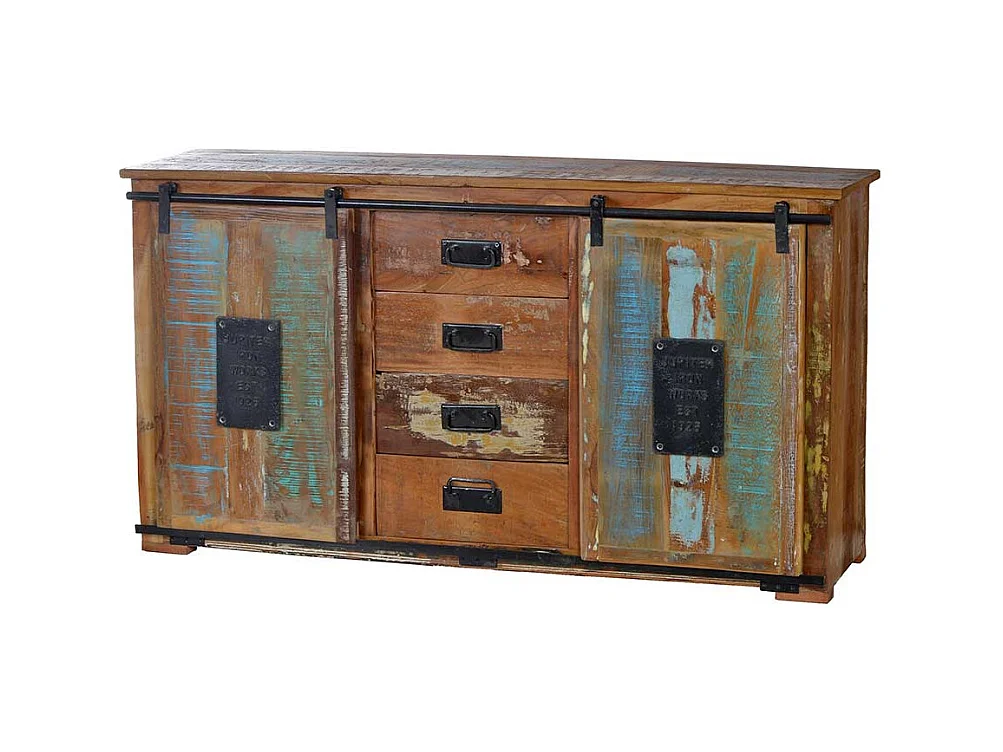 Shabby Chic Sideboard in Braun Bunt Altholz massiv