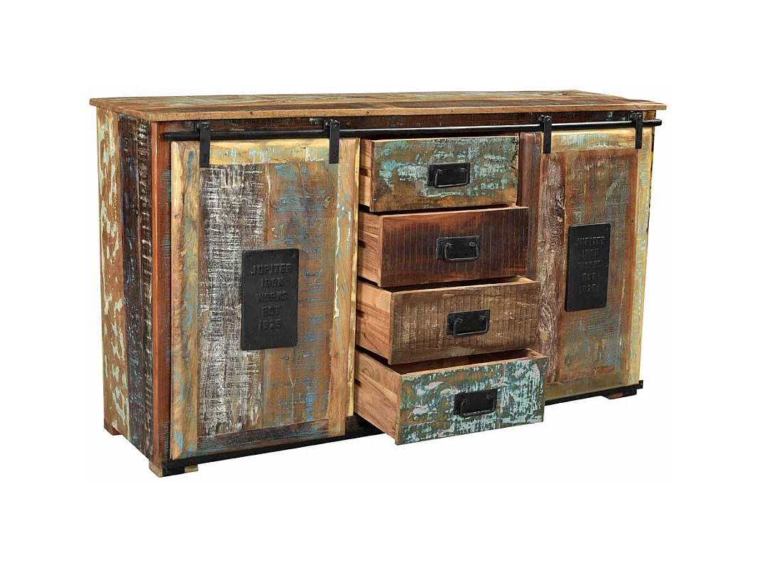 Shabby Chic Sideboard in Braun Bunt Altholz massiv