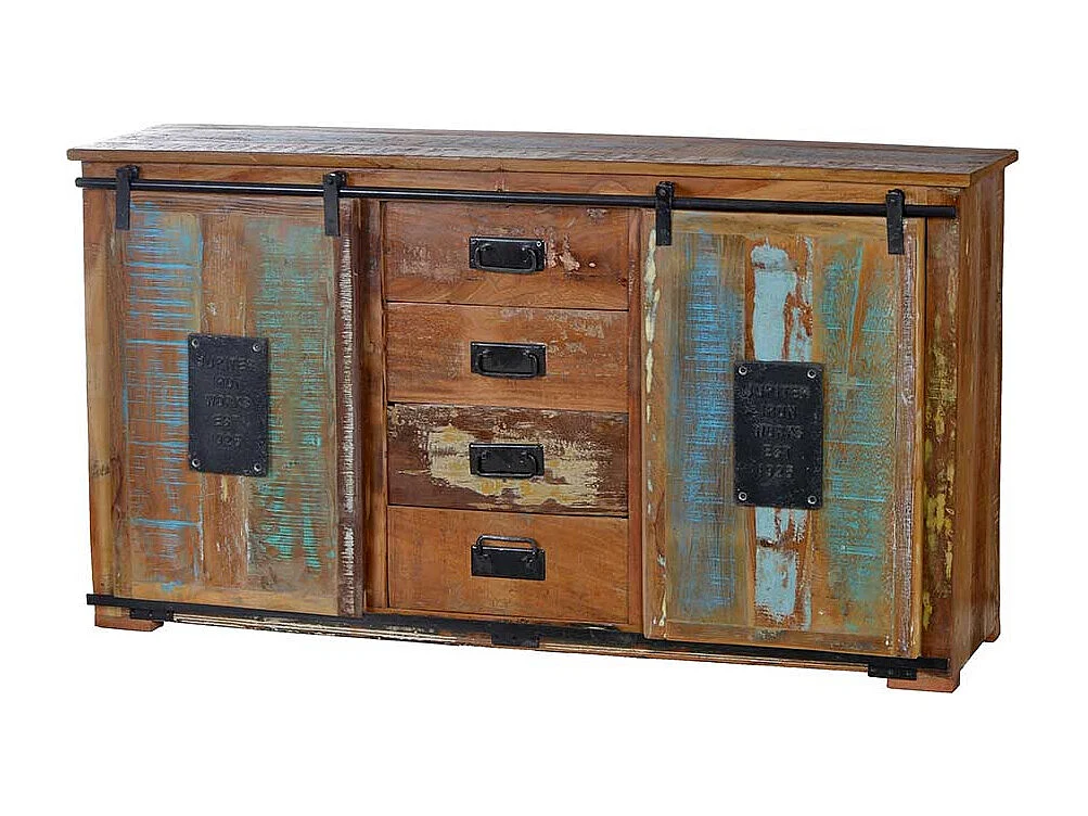 Shabby Chic Sideboard in Braun Bunt Altholz massiv