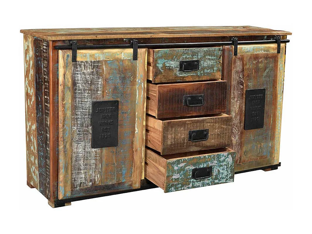 Shabby Chic Sideboard in Braun Bunt Altholz massiv
