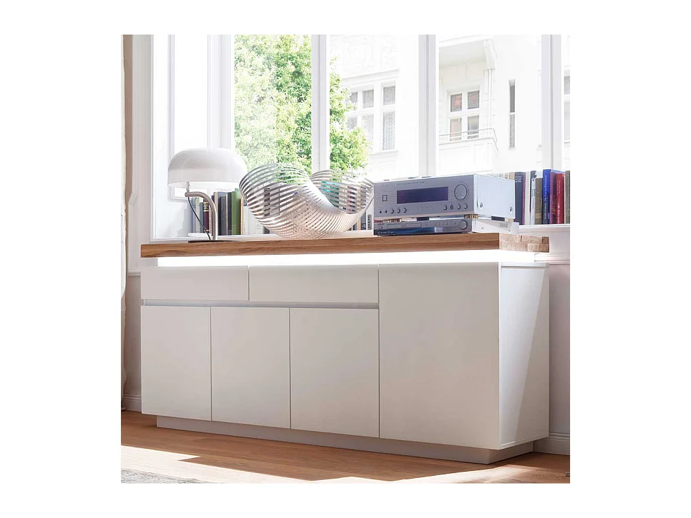 Sideboard mit dimmbarer Beleuchtung Weiß