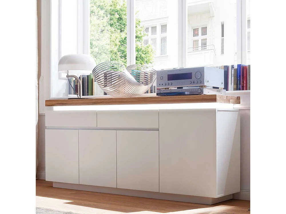 Sideboard mit dimmbarer Beleuchtung Weiß