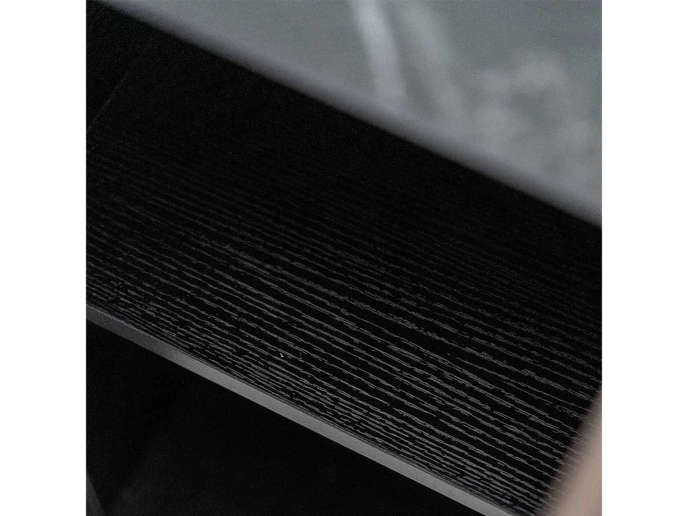 Esszimmersideboard modern in Ebenholzfarben Deckplatte in Marmor Optik Keramik