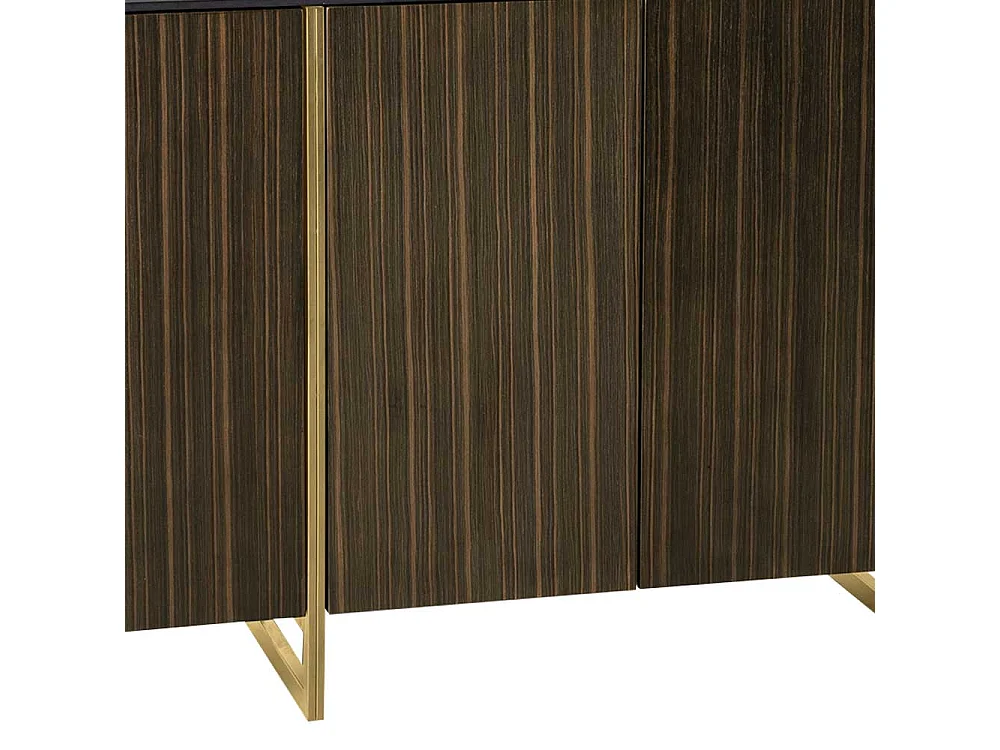 Esszimmersideboard modern in Ebenholzfarben Deckplatte in Marmor Optik Keramik