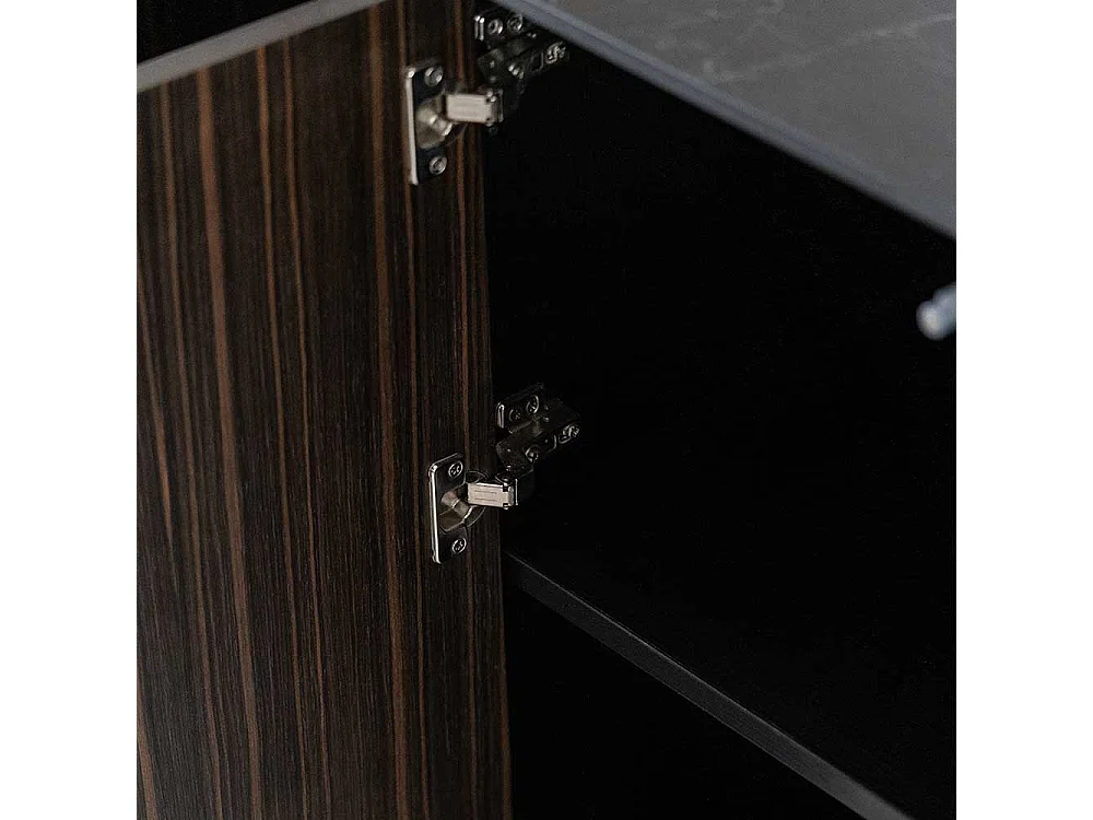 Esszimmersideboard modern in Ebenholzfarben Deckplatte in Marmor Optik Keramik