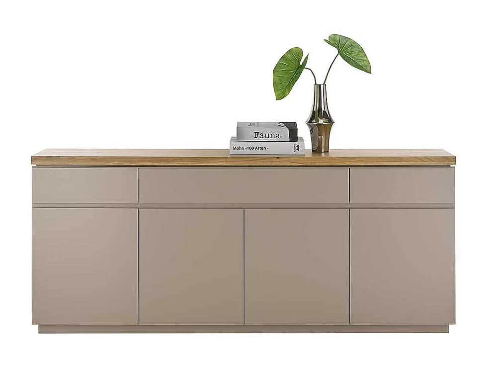 Esszimmersideboard modern Taupe 200 cm breit drei Schubladen