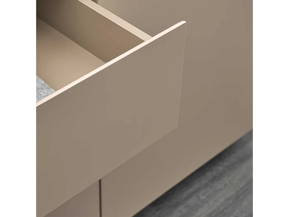 Esszimmersideboard modern Taupe 200 cm breit drei Schubladen