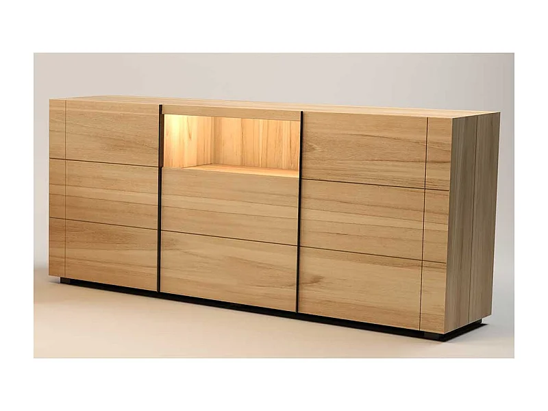 2 türiges Sideboard in Teakfarben zwei Schubladen